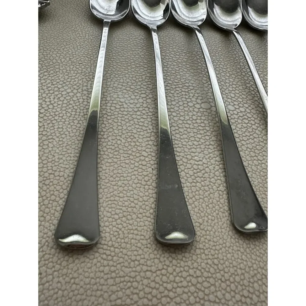 5 Oneida 1881 Rogers Stainless Glossy Wyndham Iced Tea Spoon Distinction 8 13/16